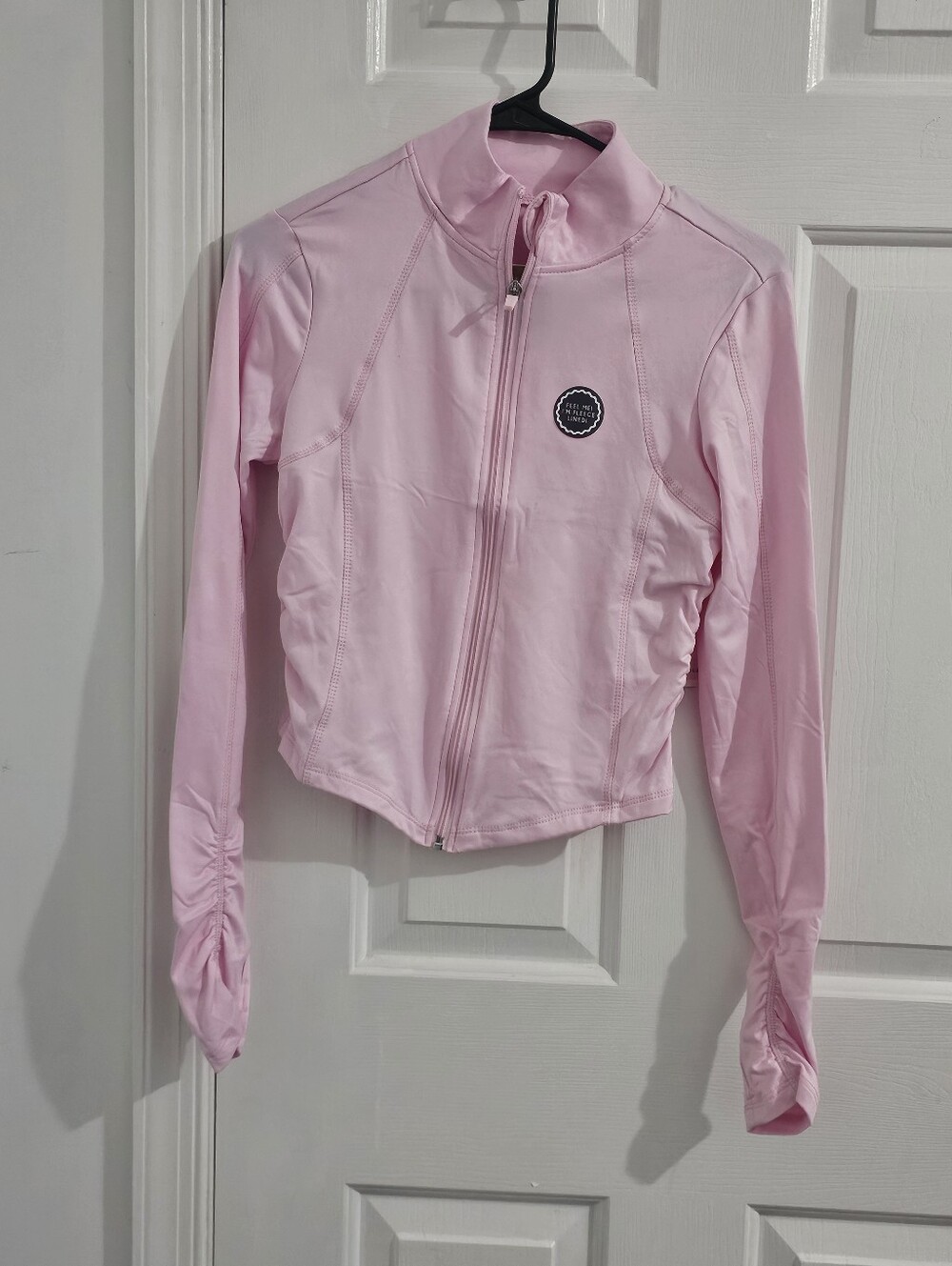 No Comment Juniors M Pink Ruched Full Zip Jacket Y2K NWT